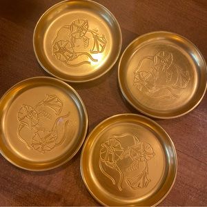 Vintage Gold Anodized Aluminum Coasters Neocraft by Everlast Set of 4
